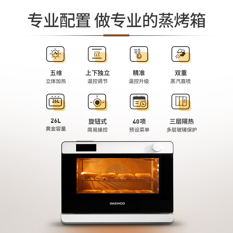 大宇泰拉专卖店韩国大宇蒸烤箱家用台式蒸烤箱电烤箱二合一多功能烘焙蒸烤一体机3