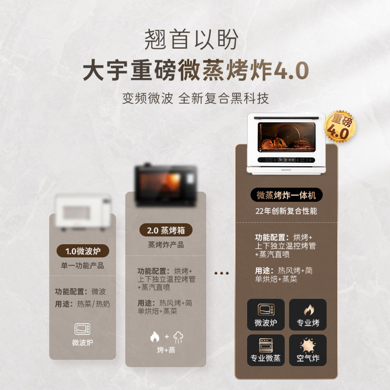 大宇微蒸烤炸一体机家用台式蒸烤箱 大宇泰拉微波炉