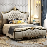 Европейская двуспальная кровать сплошная древесина простая европейская главная спальня французская кожа