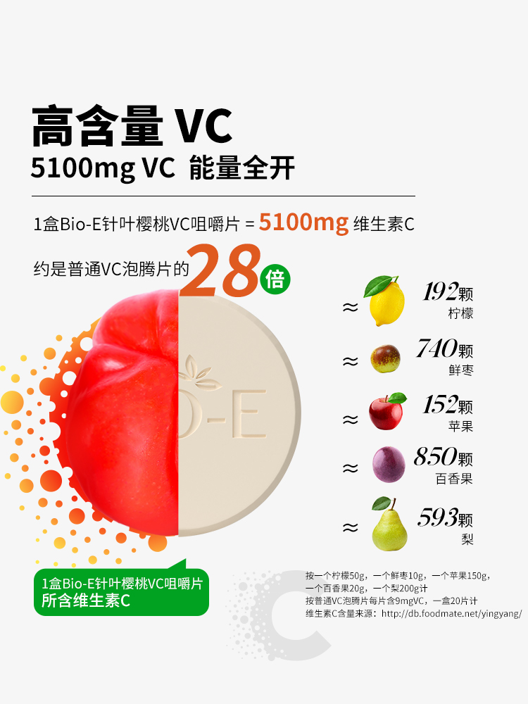 【Angelababy同款】Bioe天然维生素C巴西针叶樱桃vc咀嚼片