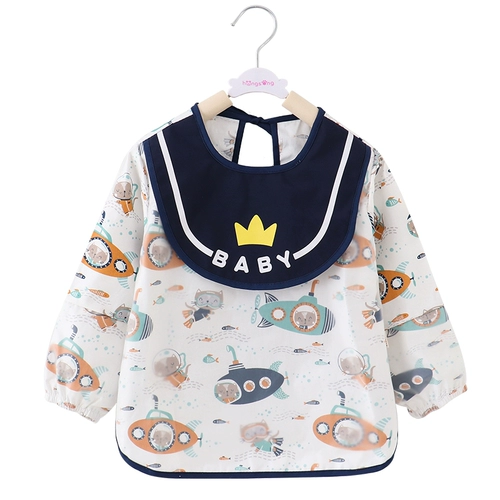 Водонепроницаемый осенний детский хлопковый фартук для еды подходит для мужчин и женщин, с карманом, сзади на завязках, анти-грязь