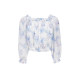 VeroModa lace top ມີ sleeves puff ແລະ drawstring