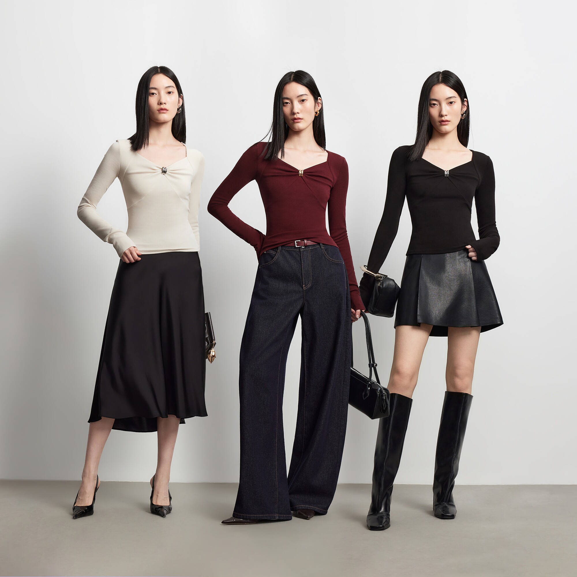 Vero Moda针织衫女2026秋季新款胸针钻石领长袖上衣社交时尚百搭 针织衫女实拍商品图