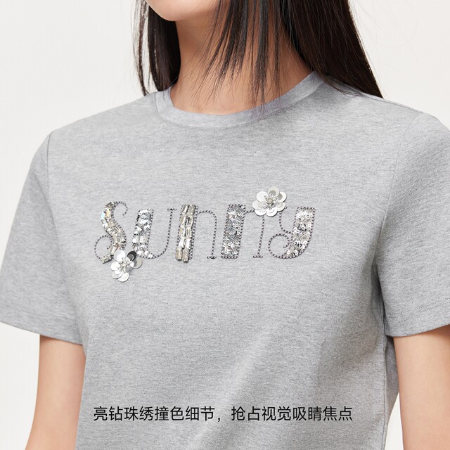 ເສື້ອຍືດ VeroModa sequined bead embroidery