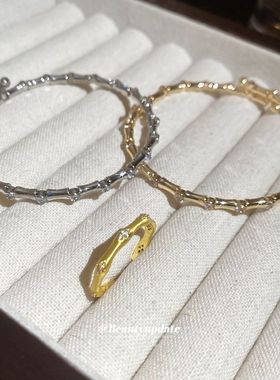 手镯女竹节气质时尚轻奢锆石跨境