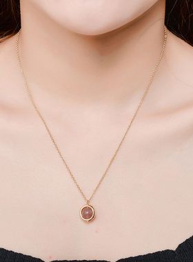 链晶森系桃花项链清新粉韩版女