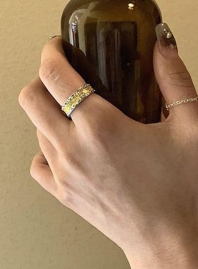 指环撞色纯银唐草纹复古s925设计