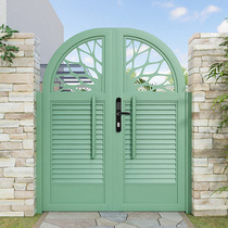 Aluminum Alloy Courtyard Villa Gate Double Door Open Garden Entrance Doors Rural Self Built House Gate Iron Art Gate Electric