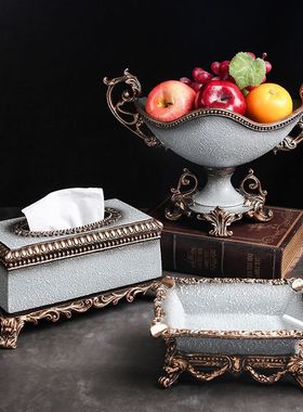 纸巾盒轻奢风ins茶几抽纸盒多功能北欧高档奢华美式纸巾盒三件套