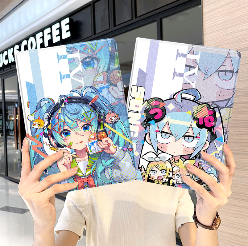 初音未来2021款ipad9保护套pro2022苹果mini6外套ioad迷你4壳air5适用2平板3带笔槽十第10代三折二次元fufu九 - 图0