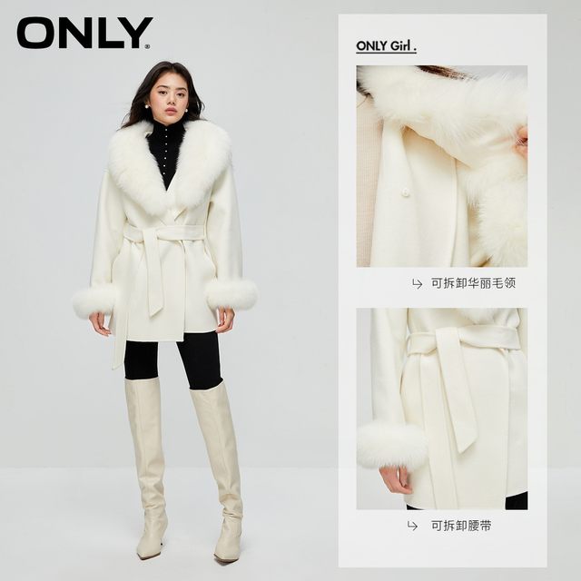 Winter golden style double-sided woolen collar mid-length woolen coat for women