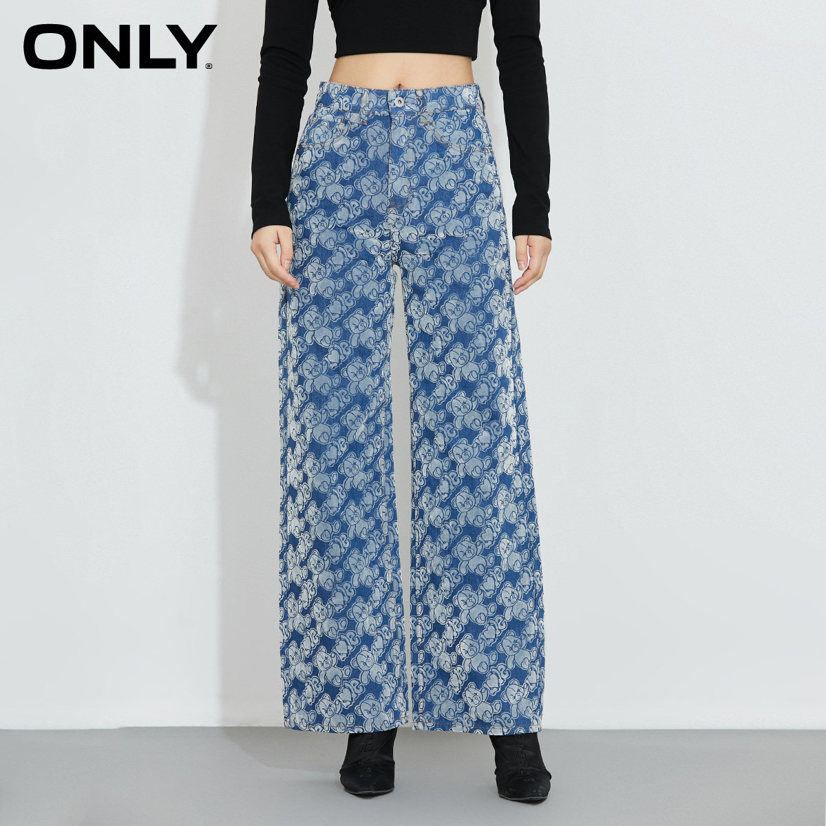 only奥莱春季新款设计感植绒牛仔裤 ONLYoutlets店牛仔裤