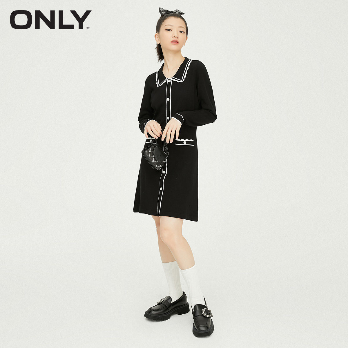 only2021冬季新款法式复古连衣裙 ONLYoutlets店连衣裙