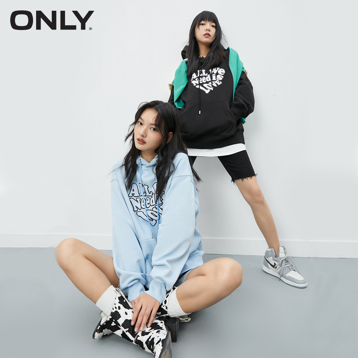 only奥莱2021冬季新款爱心字母卫衣 ONLYoutlets店卫衣/绒衫