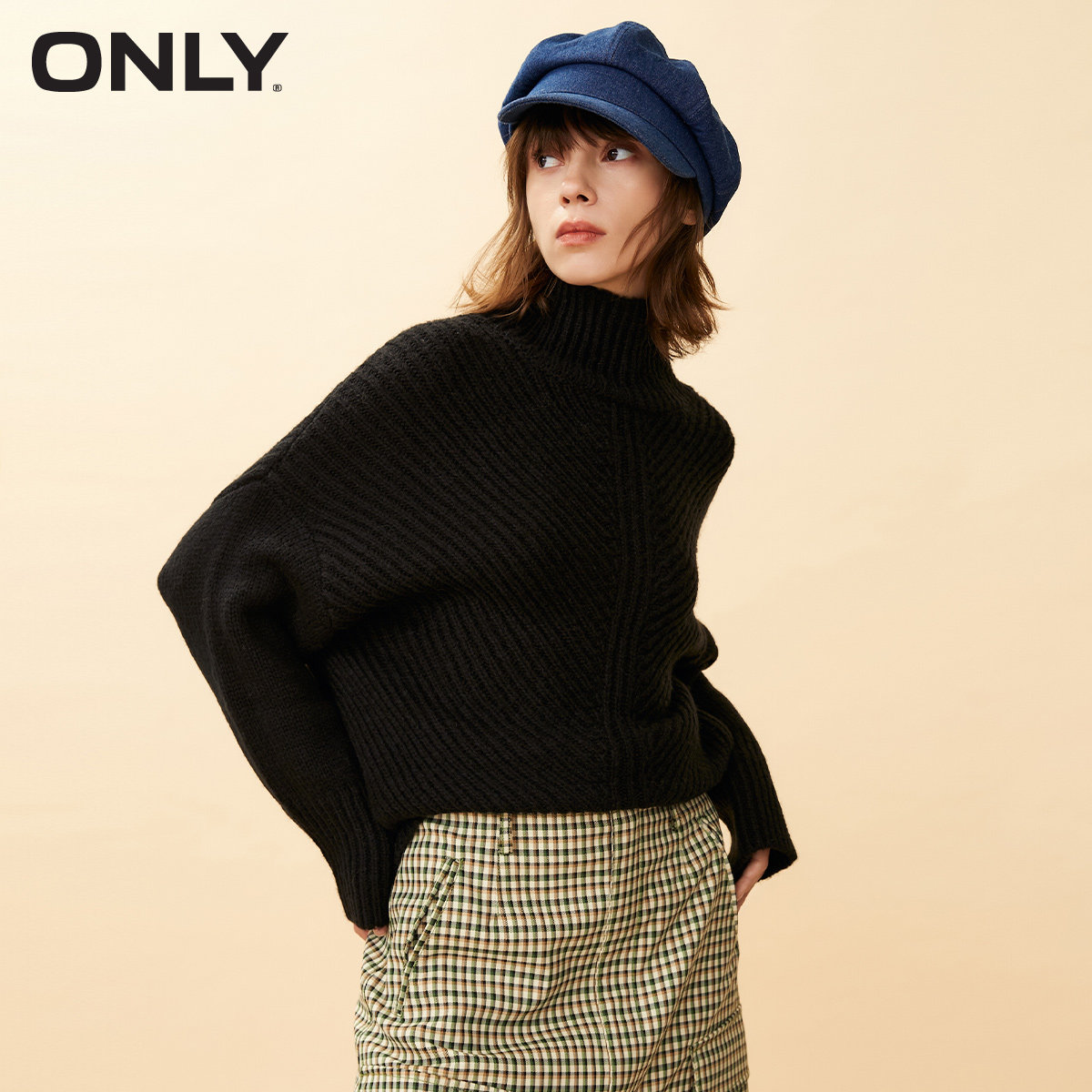 only2021冬季新款高领宽松毛衣 ONLYoutlets店毛针织衫