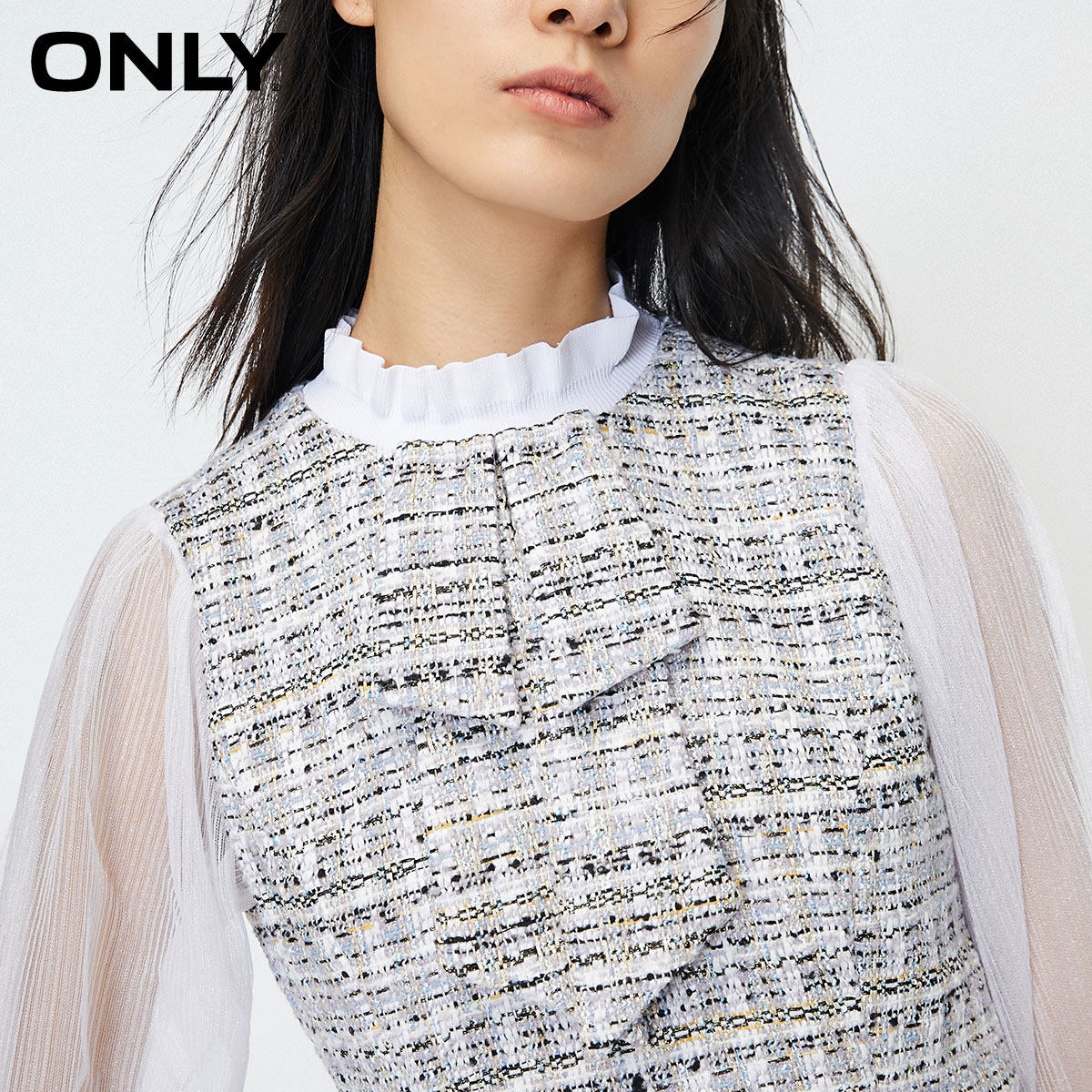 only奥莱小香风复古收腰a字连衣裙 ONLYoutlets店连衣裙