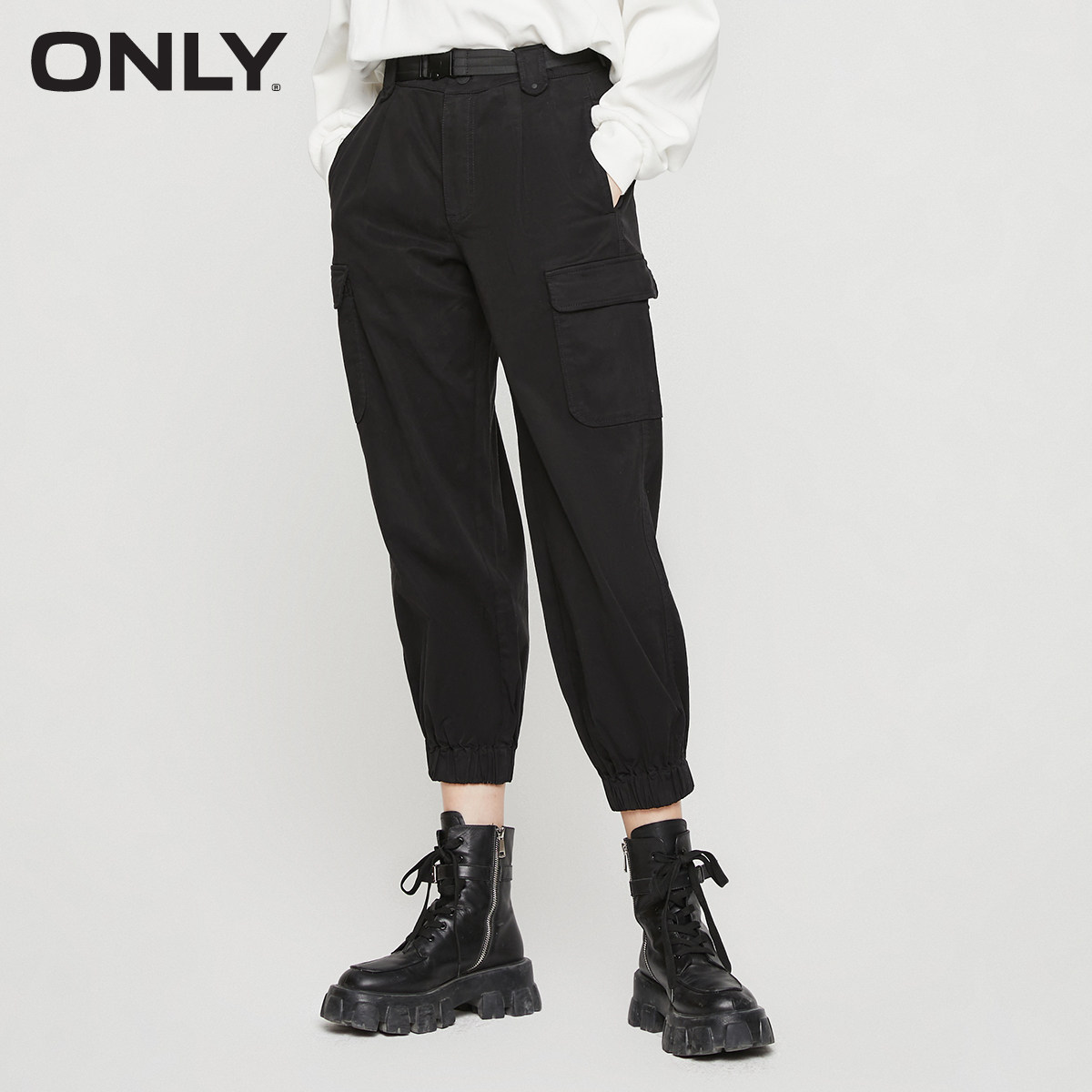 only冬季新款高腰长缩口设计街头裤 ONLYoutlets店休闲裤