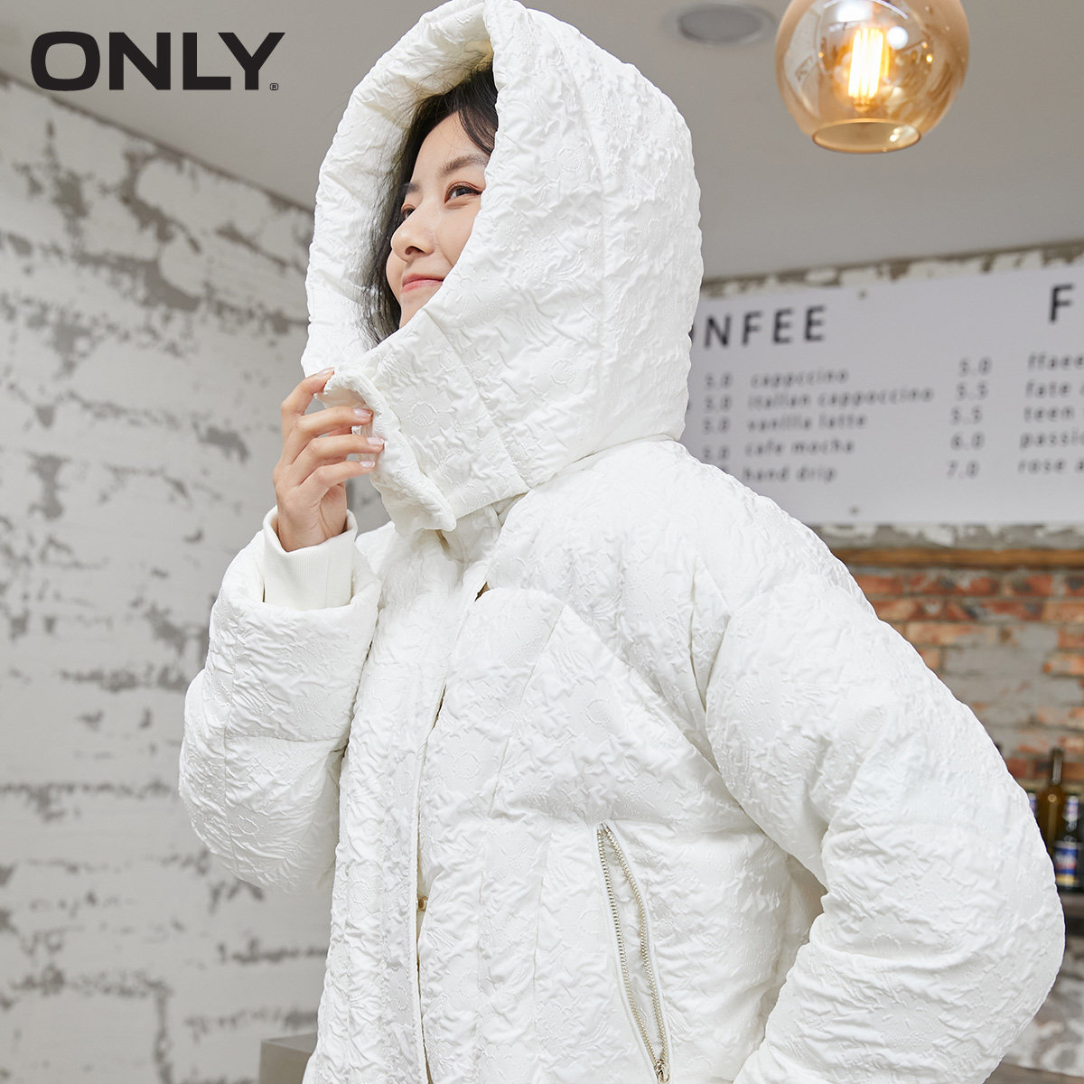 only奥莱春季90绒高领连帽羽绒服 ONLYoutlets店羽绒服