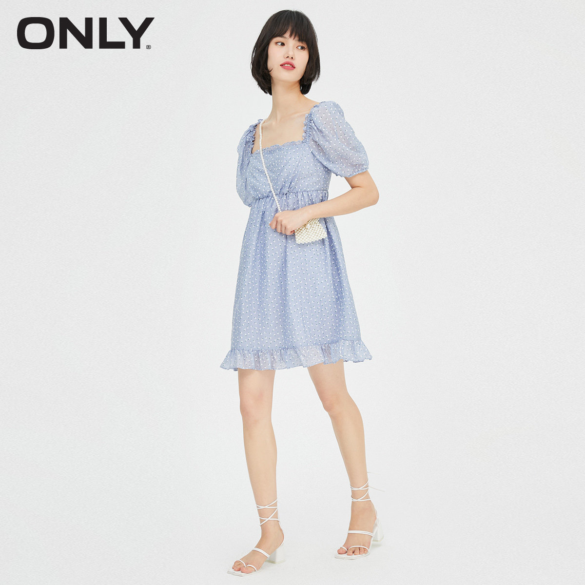 only春季新款气质方领甜美连衣裙 ONLYoutlets店连衣裙