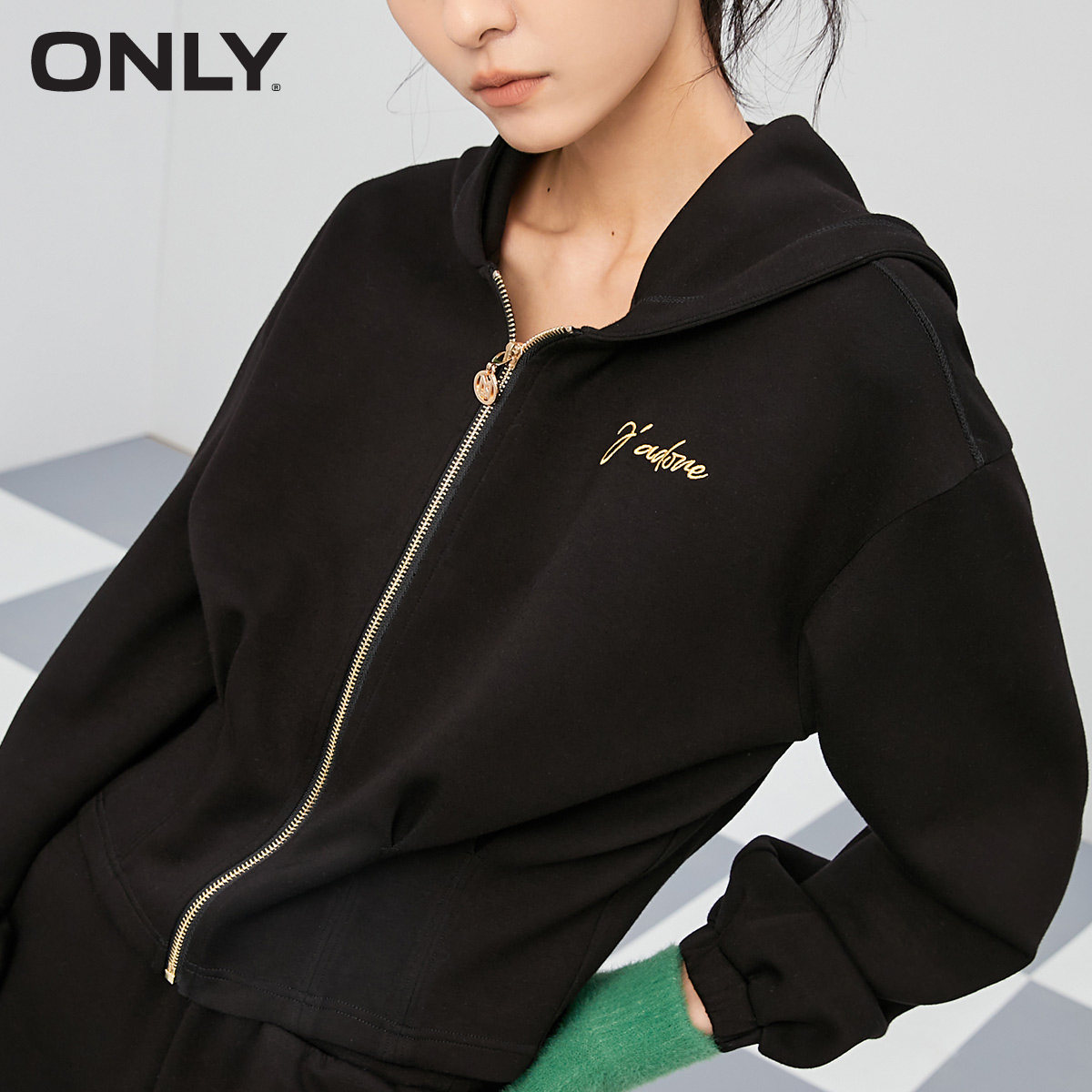 only奥莱2021冬季新款舒适连帽卫衣 ONLYoutlets店卫衣/绒衫