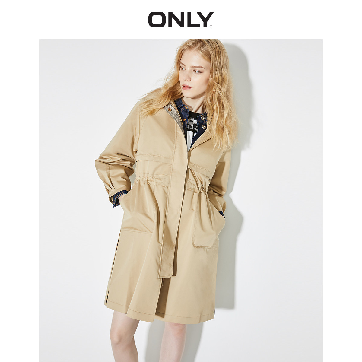 only奥莱秋季新款英伦风长款风衣 ONLYoutlets店风衣
