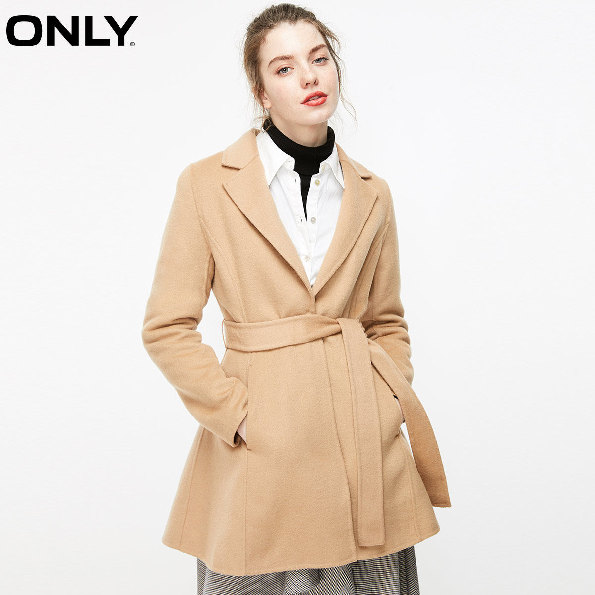 only奥莱秋季新款双面呢收腰气质 ONLYoutlets店毛呢外套