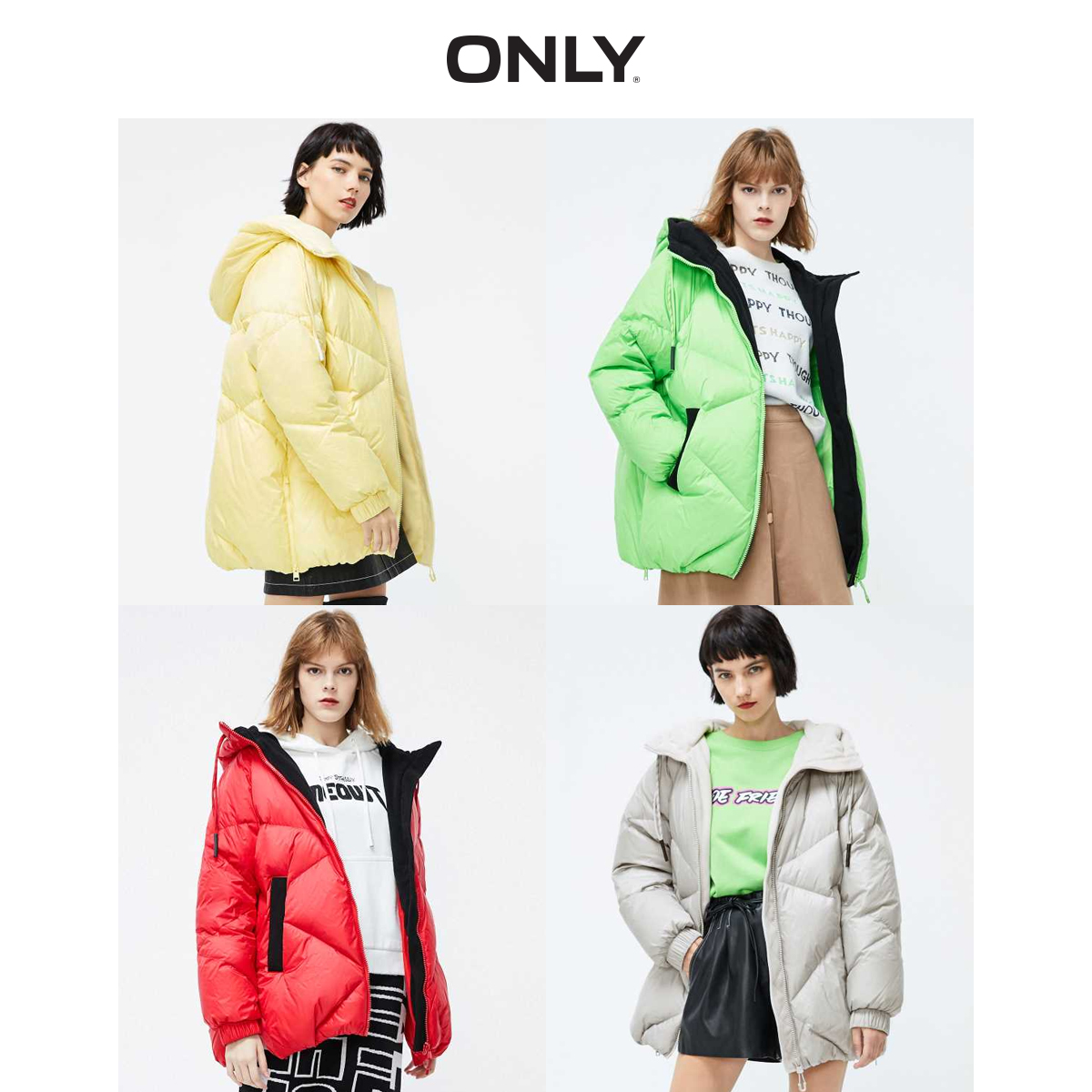 only奥莱秋季新款中长款开叉羽绒服 ONLYoutlets店羽绒服
