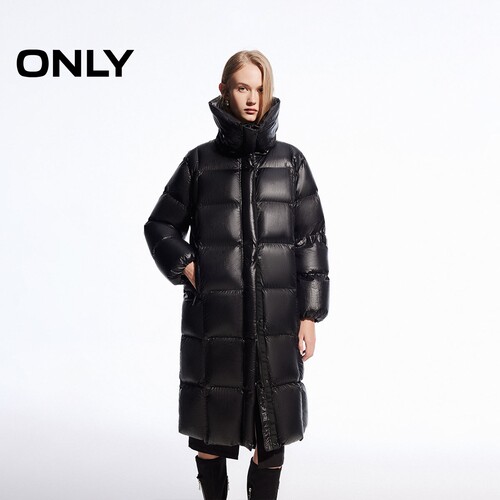 【ONLY奥莱】冬季新款90白鸭绒时尚通勤保暖纯色长款羽绒服女 - 图0