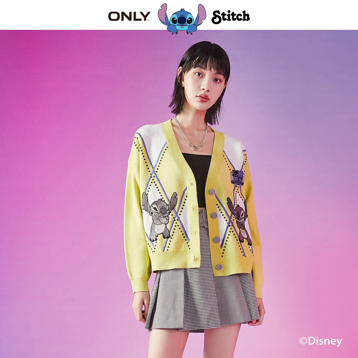 only2021迪士尼史迪奇联名女针织衫 ONLYoutlets店毛针织衫