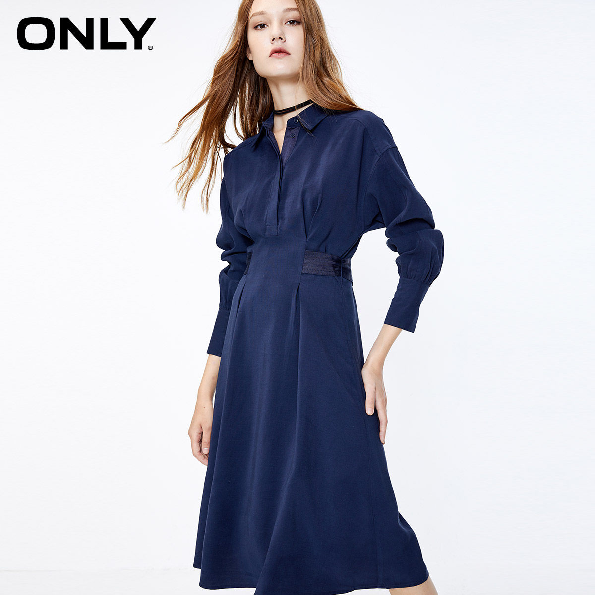 only奥莱秋季新款通勤收腰连衣裙 ONLYoutlets店连衣裙