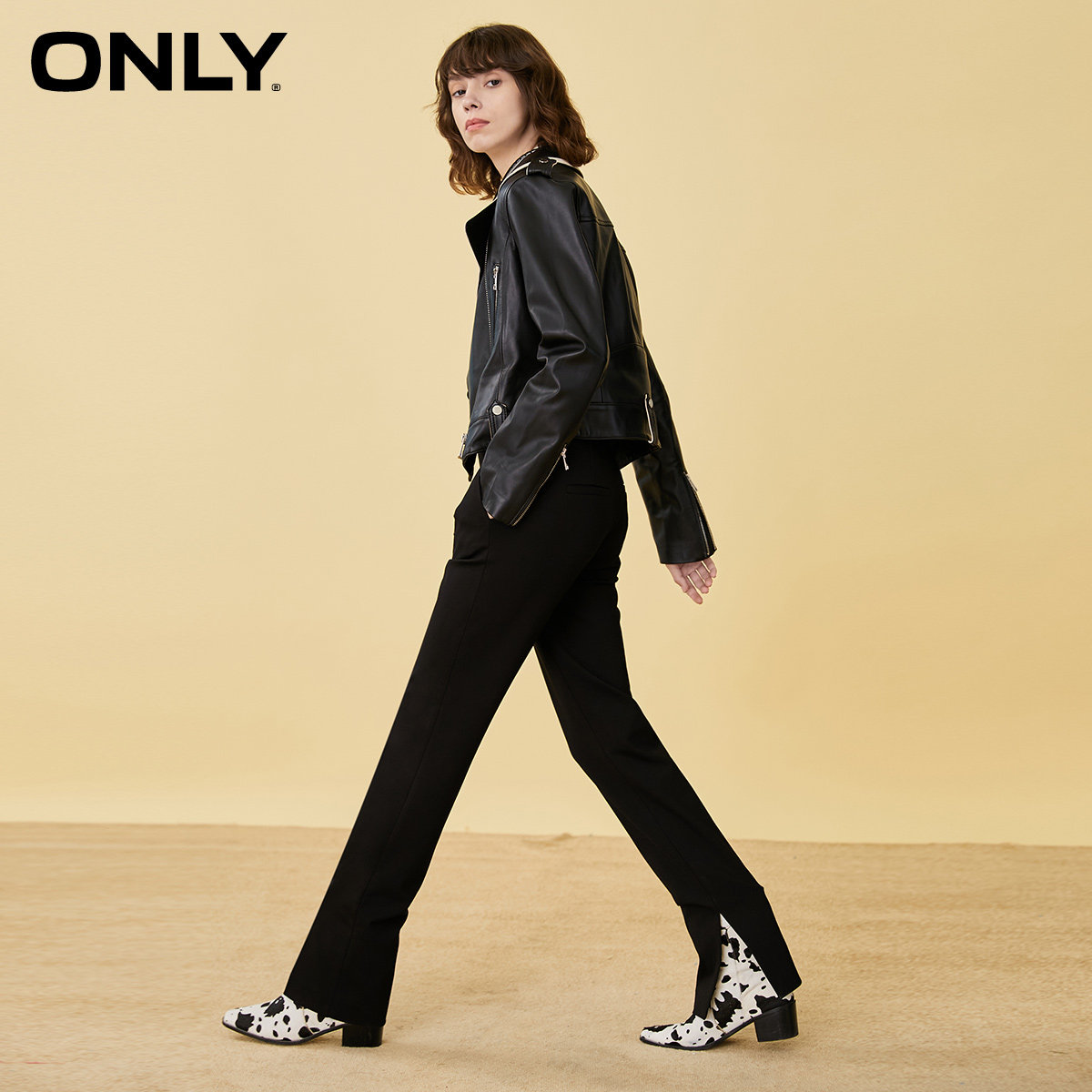 only2021冬季新款通勤风黑色休闲裤 ONLYoutlets店休闲裤