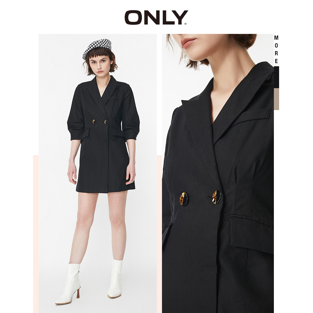 only奥莱轻熟法式气质收腰女连衣裙 ONLYoutlets店连衣裙