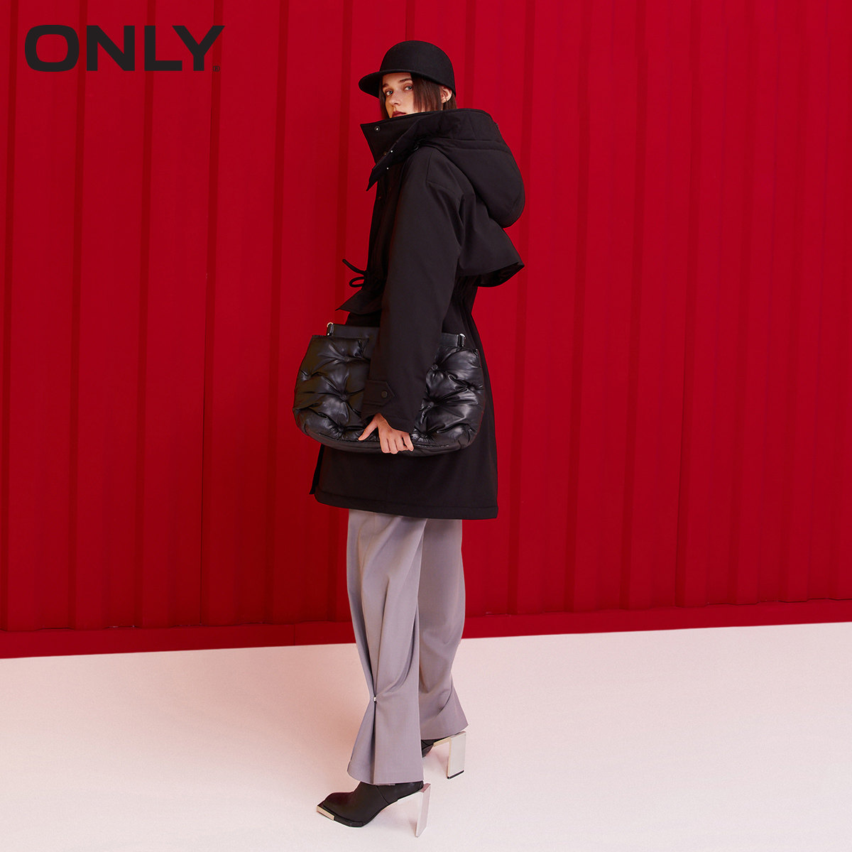 only奥莱冬季新款90收腰连帽白鸭绒 ONLYoutlets店羽绒服