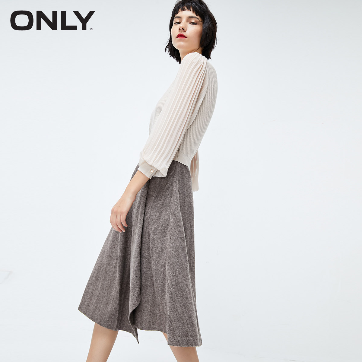 only奥莱冬季新款气质雪纺针织裙子 ONLYoutlets店连衣裙