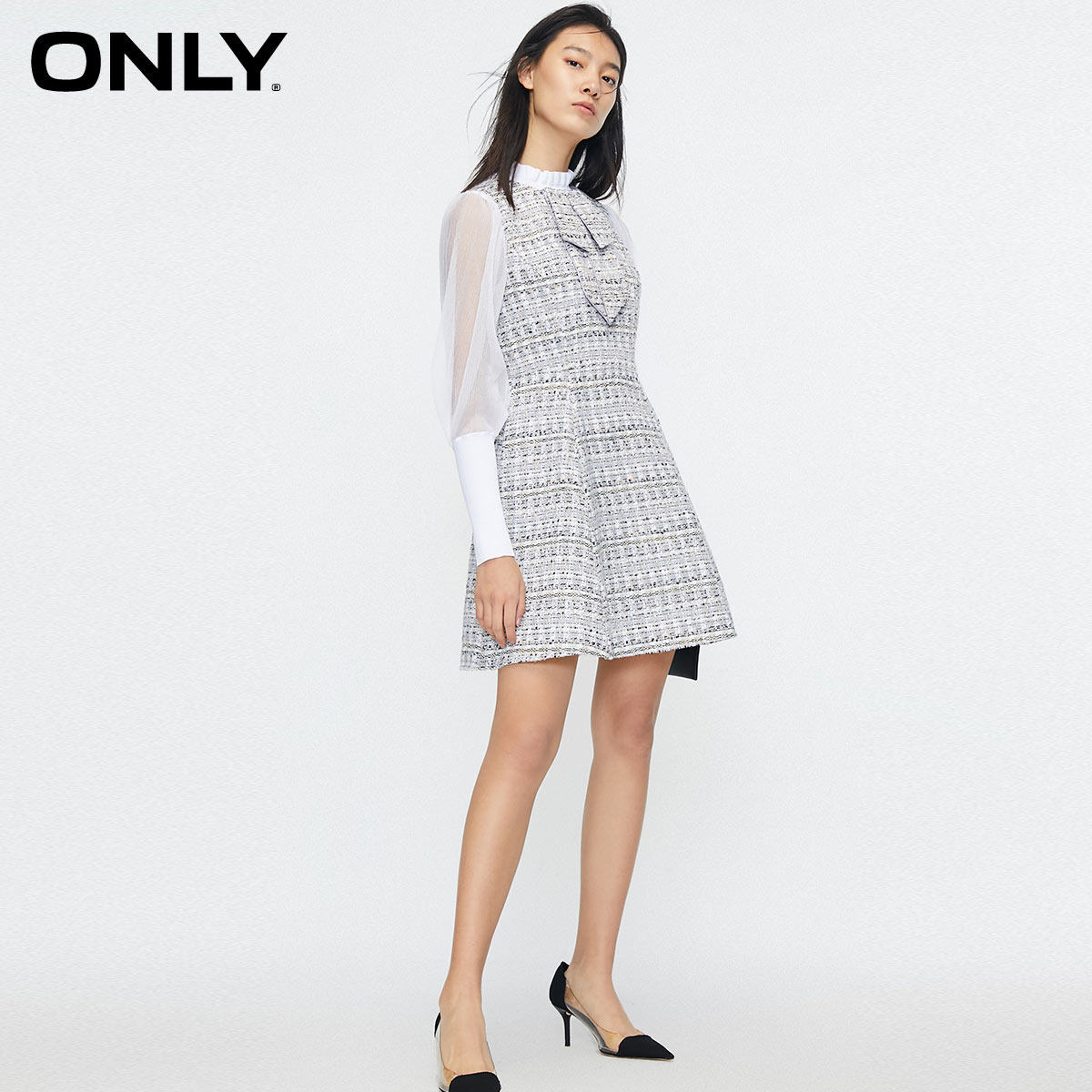 only奥莱小香风复古收腰a字连衣裙 ONLYoutlets店连衣裙