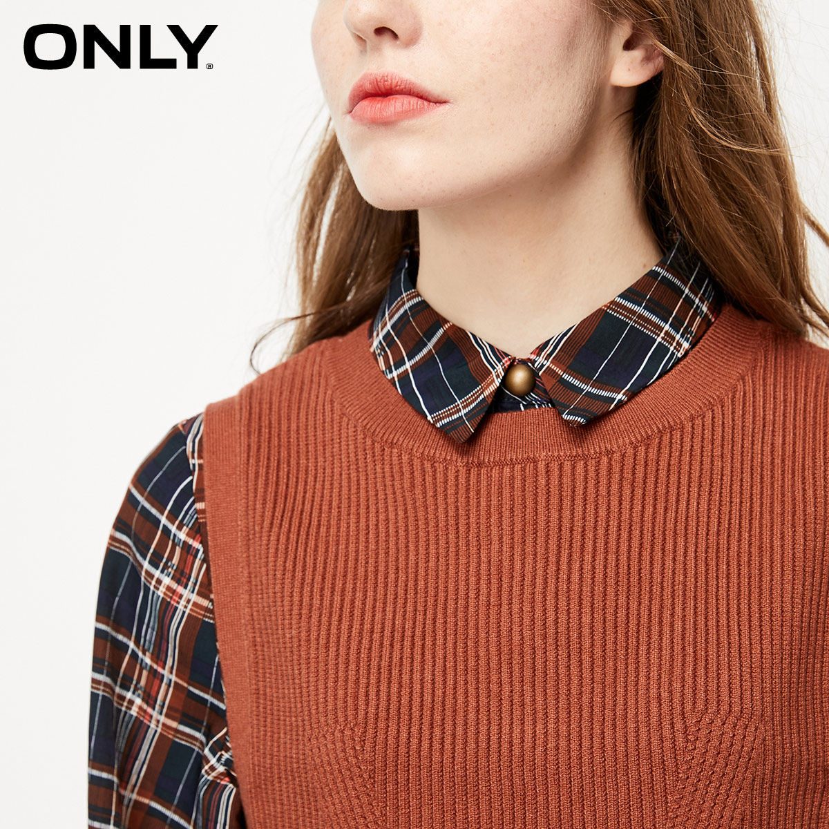 only奥莱夏季格子针织两件套连衣裙 ONLYoutlets店连衣裙