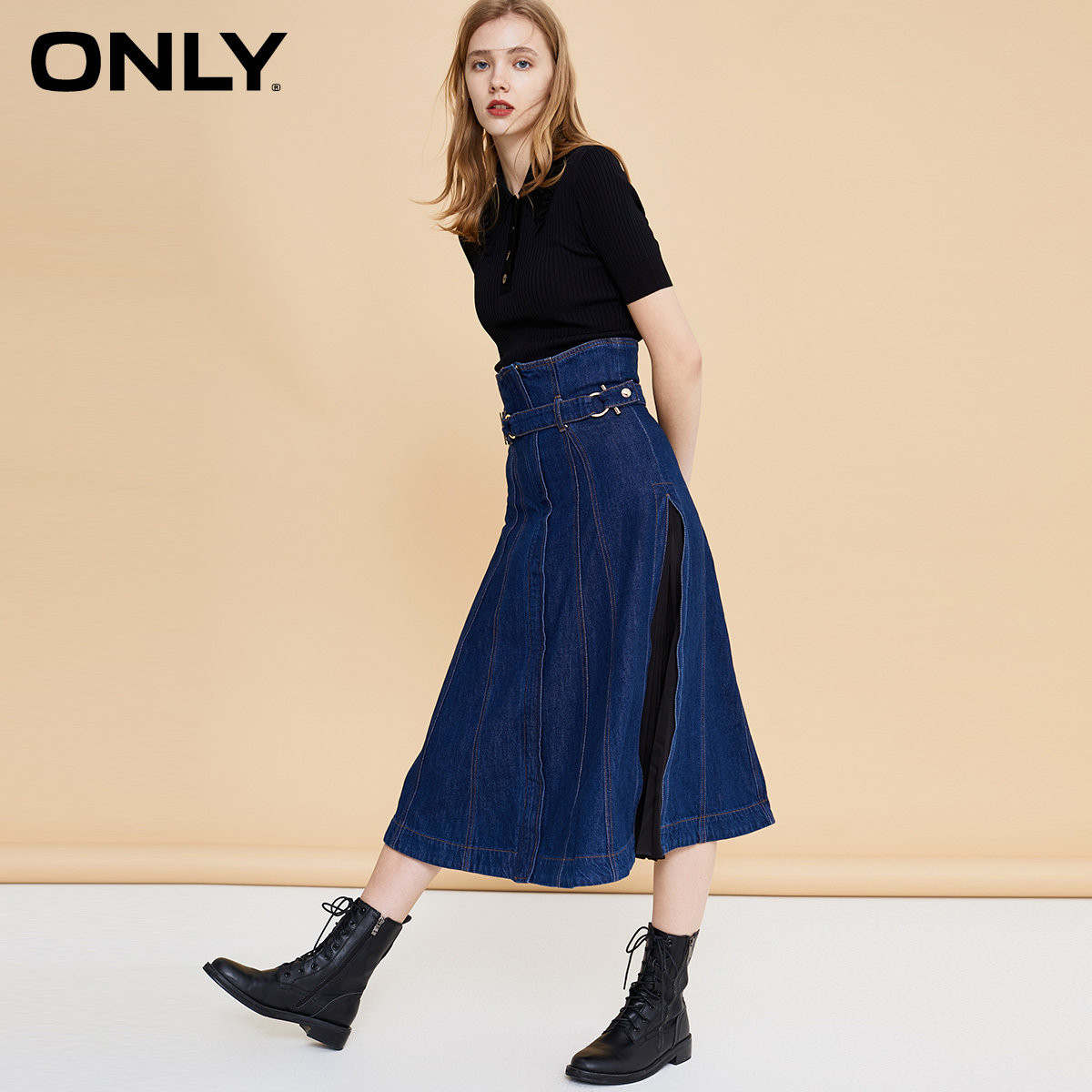 only奥莱夏季牛仔针织拼接连衣裙 ONLYoutlets店连衣裙