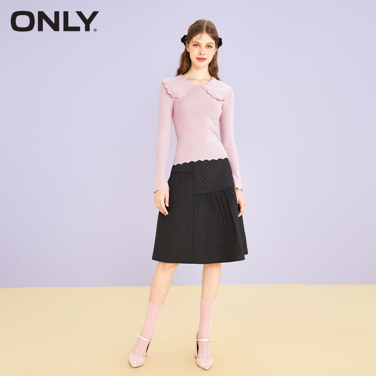 only奥莱甜美气质娃娃领修身针织衫 ONLYoutlets店毛针织衫