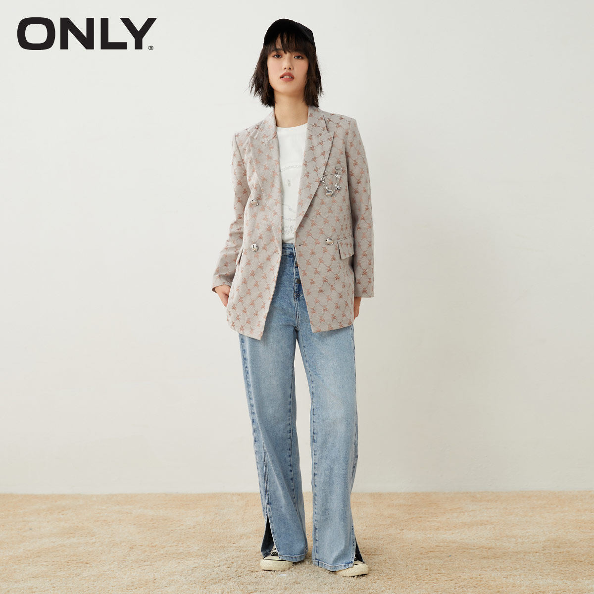 only春季新款职场气质小熊印花西装 ONLYoutlets店西装