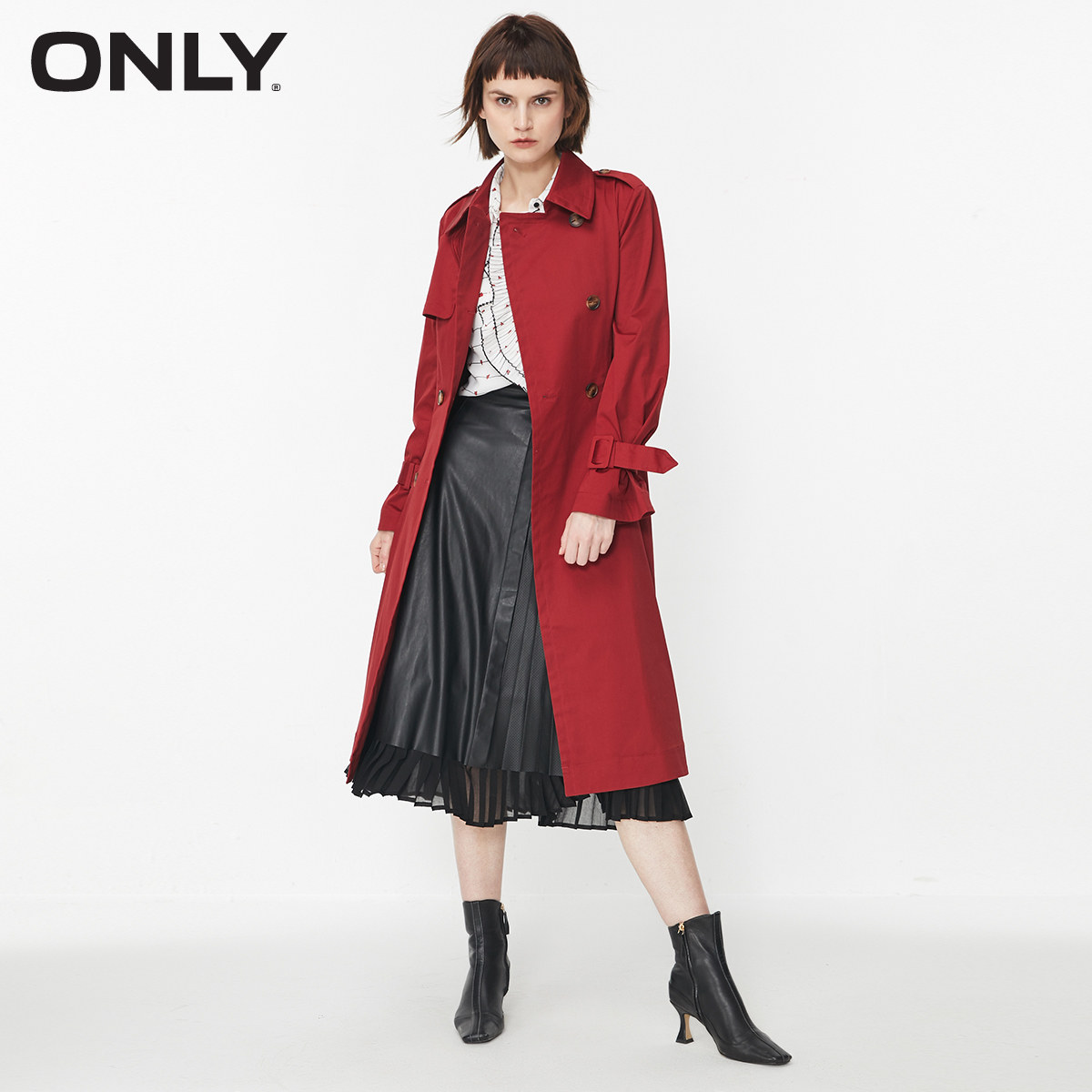 only2020宽松英伦风淑女收腰女风衣 ONLYoutlets店风衣