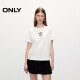 Summer simple embroidered pure cotton fitted round neck right shoulder short sleeve T-shirt for women