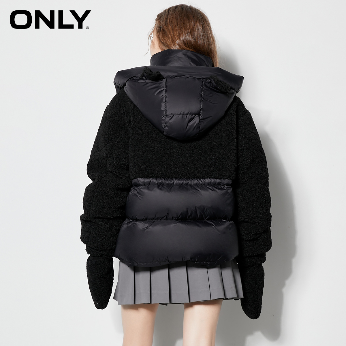 only奥莱冬季新款90毛绒拼接白鸭绒 ONLYoutlets店羽绒服