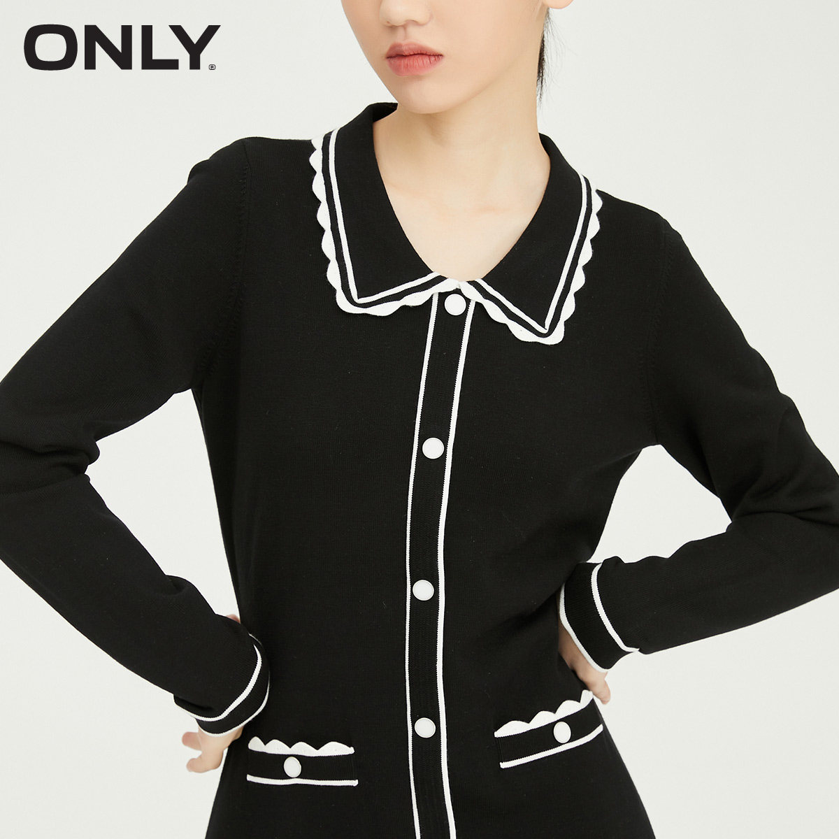 only2021冬季新款法式复古连衣裙 ONLYoutlets店连衣裙