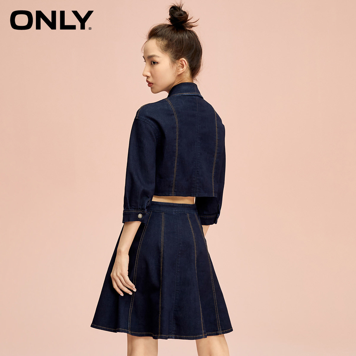 only春季高腰潮流纽扣显瘦连衣裙 ONLYoutlets店连衣裙