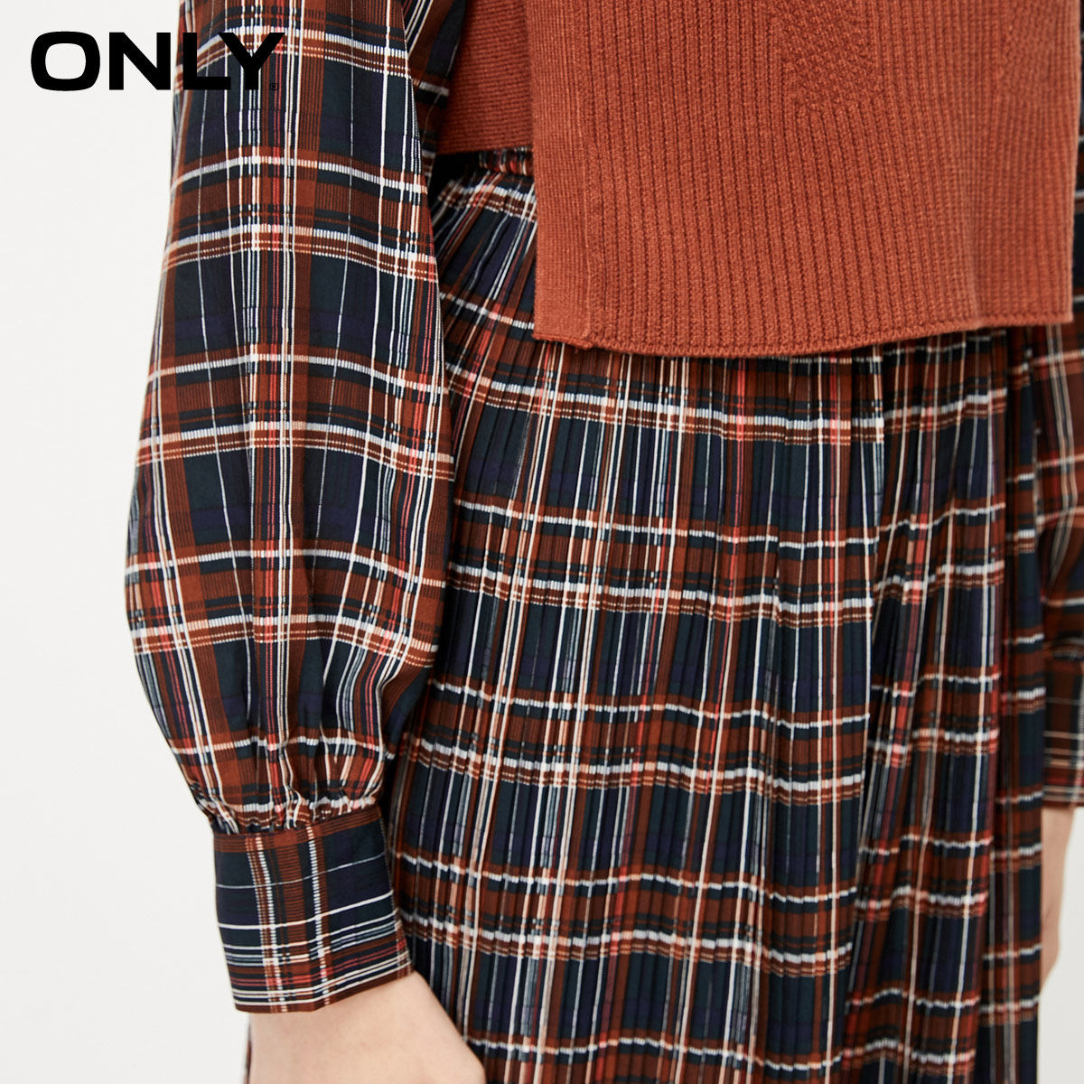 only奥莱夏季格子针织两件套连衣裙 ONLYoutlets店连衣裙