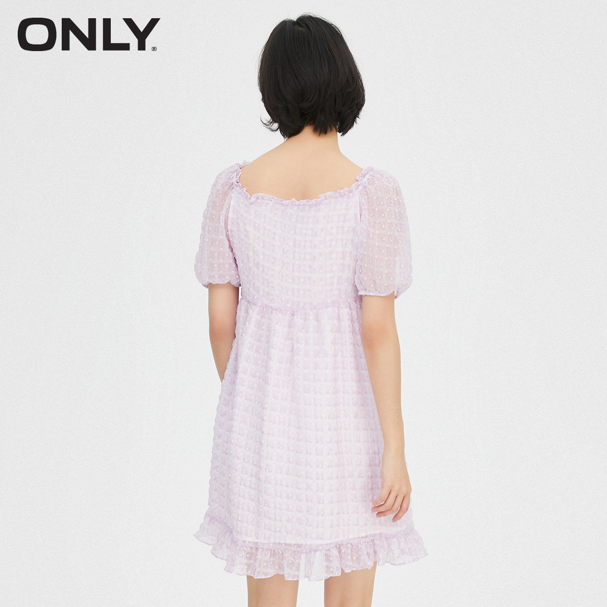 only春季新款气质方领甜美连衣裙 ONLYoutlets店连衣裙