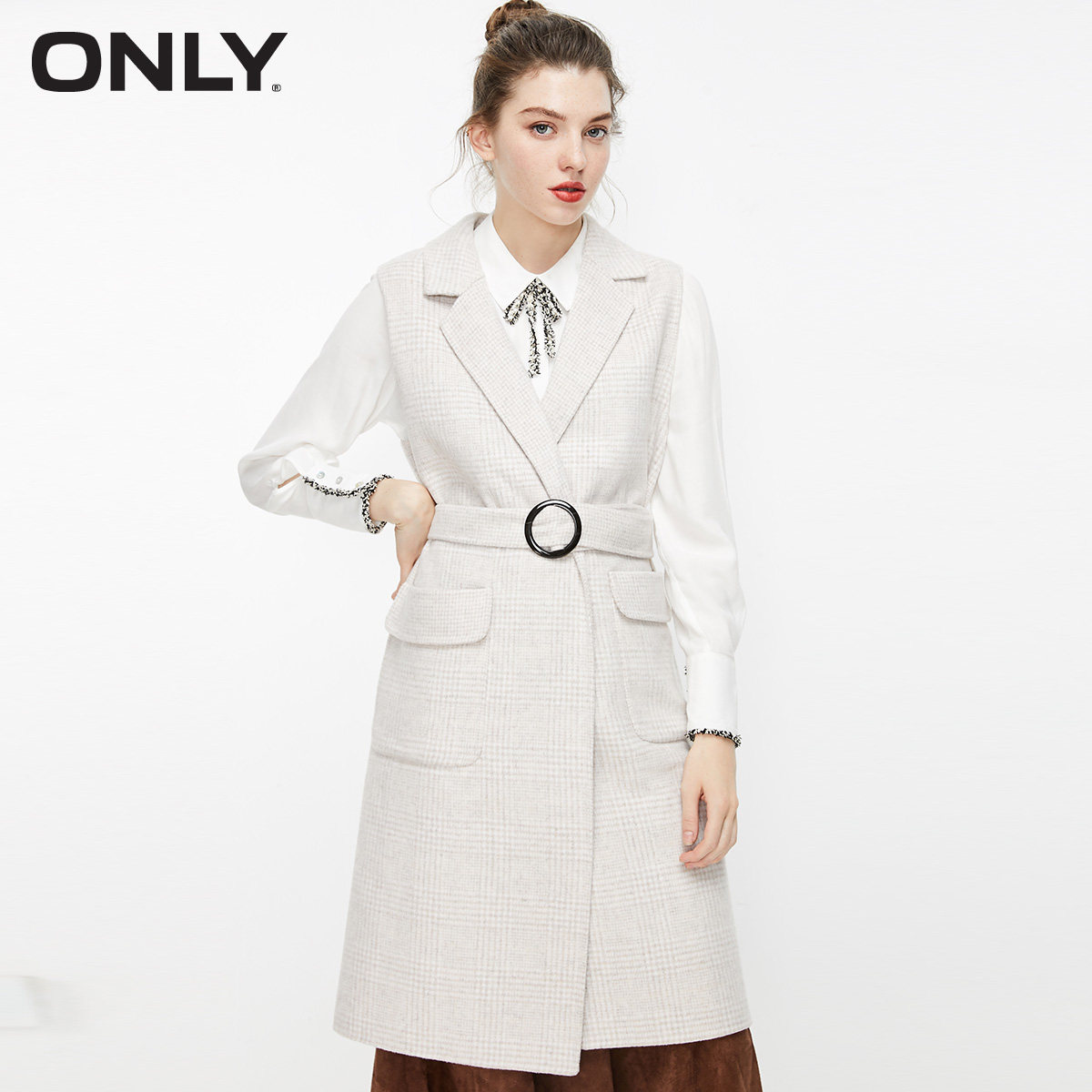 only奥莱秋季新款气质甜美收腰马甲 ONLYoutlets店毛呢外套