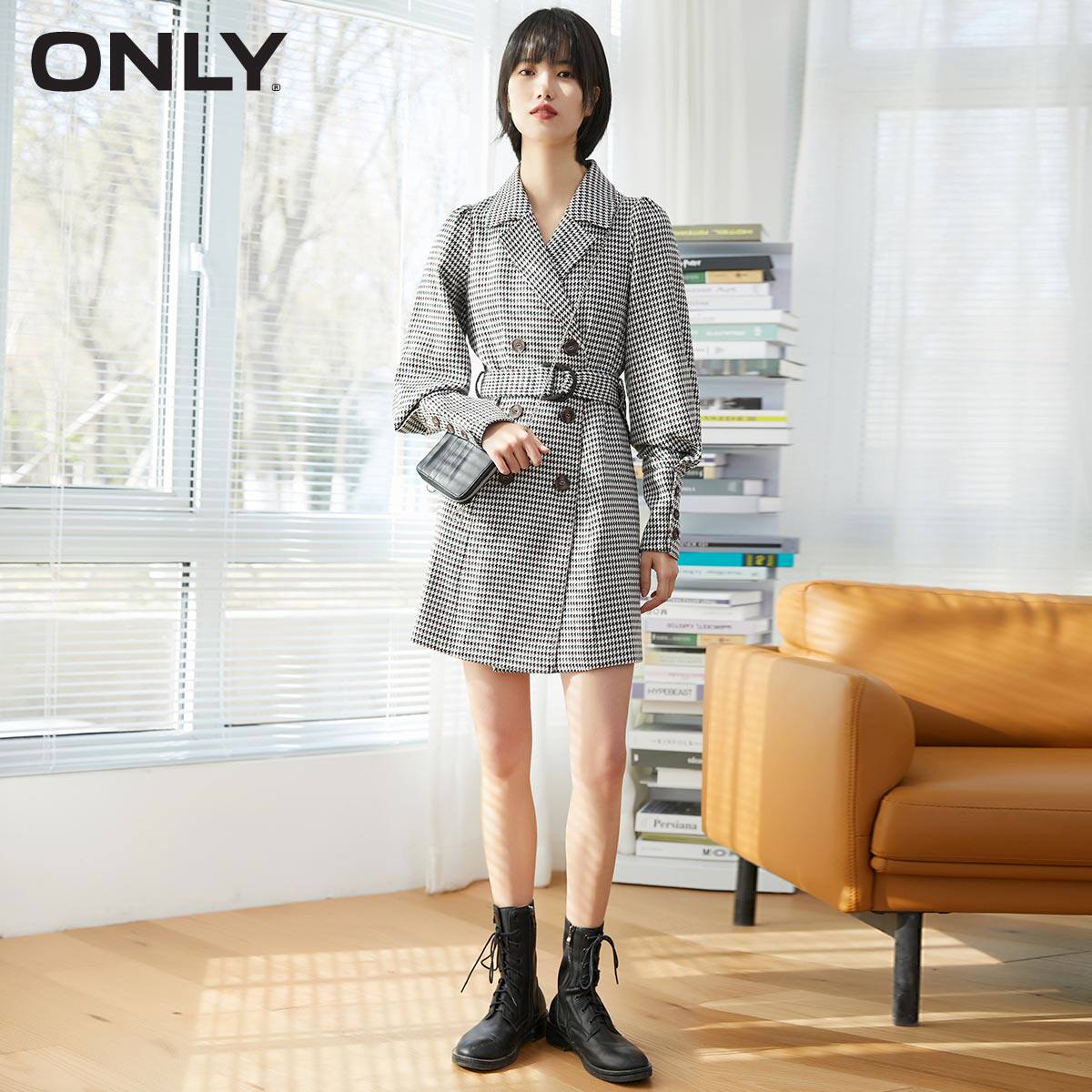 only2021秋季新款复古条纹连衣裙 ONLYoutlets店连衣裙