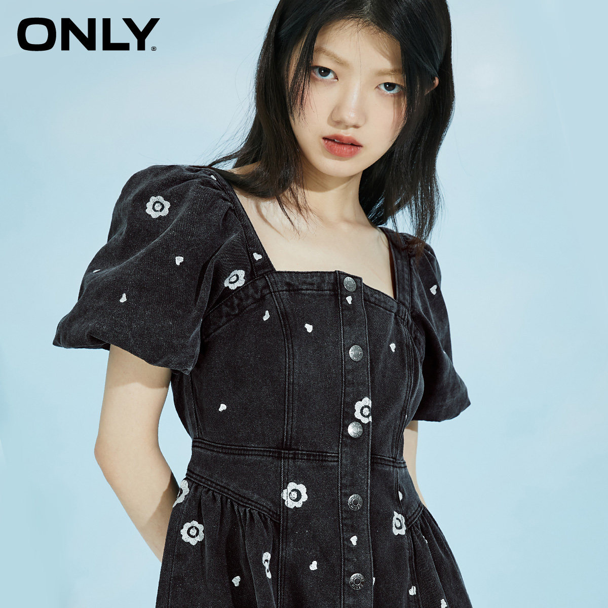only奥莱春季新款法式方领连衣裙 ONLYoutlets店连衣裙
