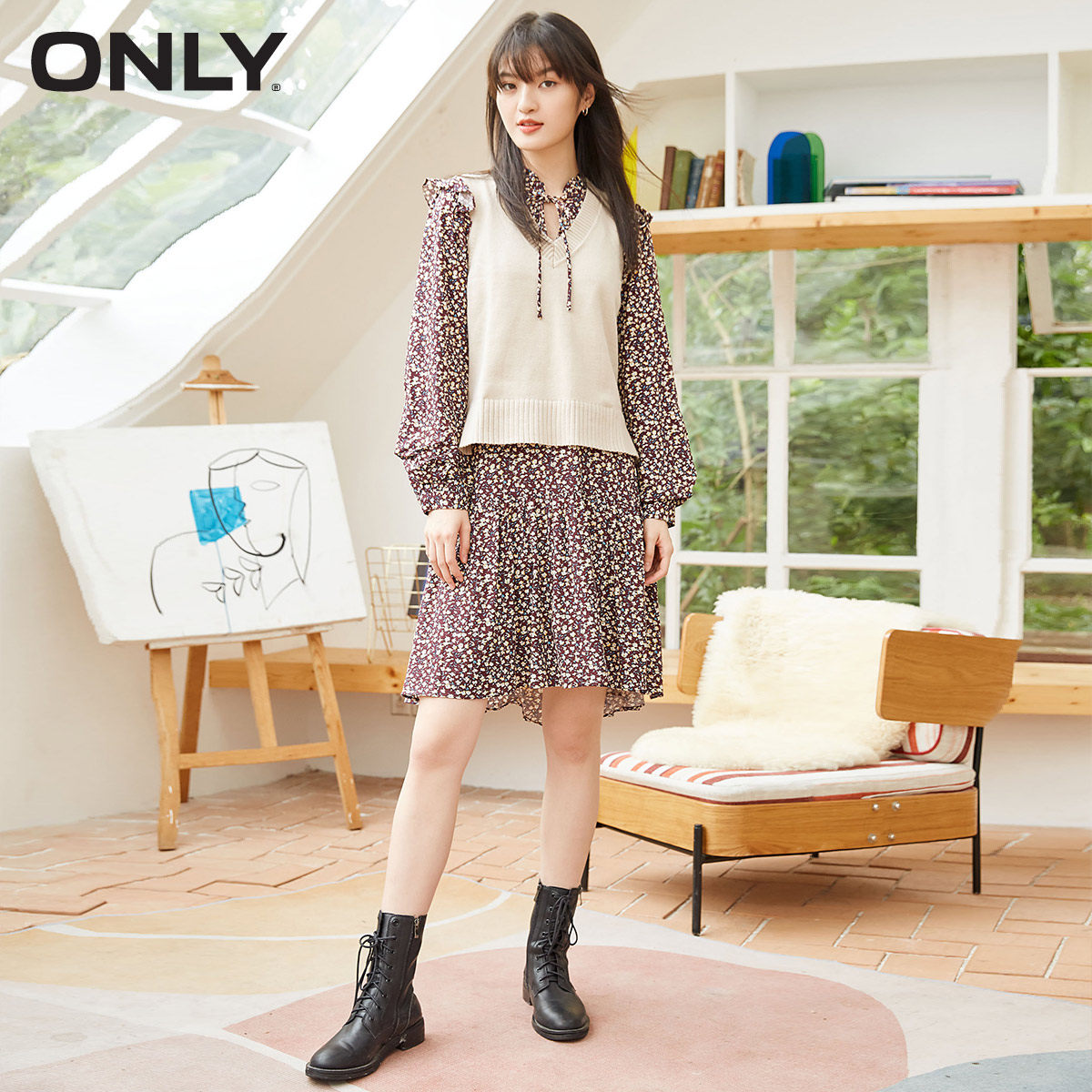 only奥莱春季两件套荷叶边连衣裙 ONLYoutlets店连衣裙